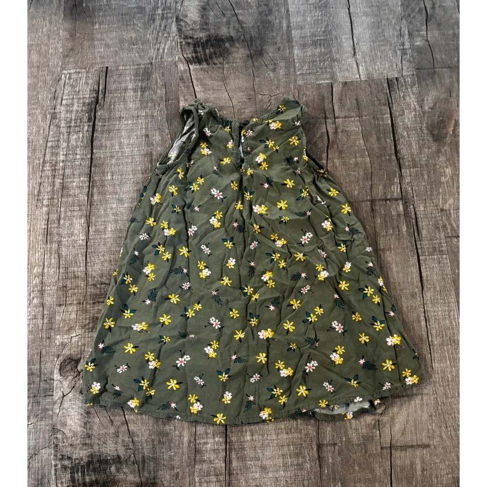 Old Navy Girls‎ Green Floral Dress Size 3T Sleeveless Ruffle Neck